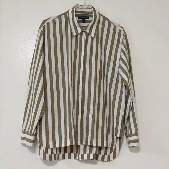Banana Republic Jackets & Blazers - Banana Republic Women’s Striped Button-Up Shirt with Hidden Placket Size S